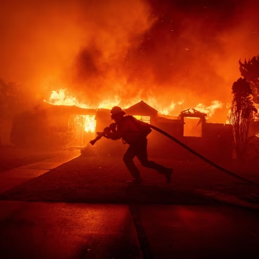 Fire engulfed the house and trees, LA, donation ADKT LA