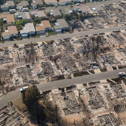 Distroyed city after fire, Malibu, LA, donation ADKT LA